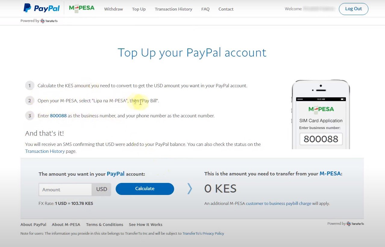 How to Top Up PayPal From M-Pesa