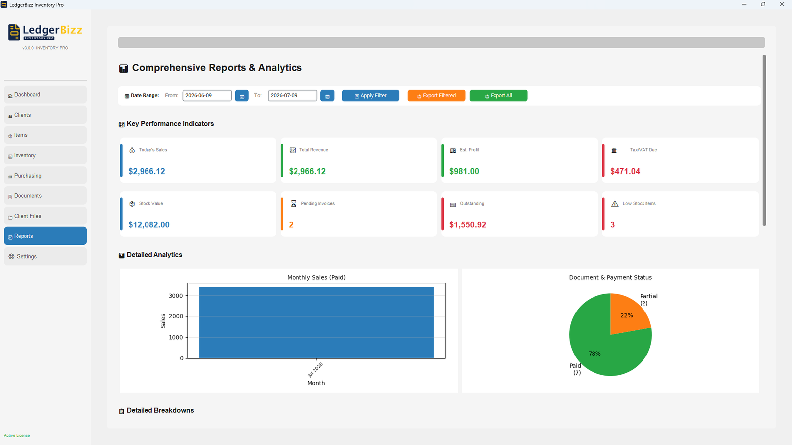LedgerBizz Inventory: The Ultimate Offline Stock Control & Management Software 11 reports